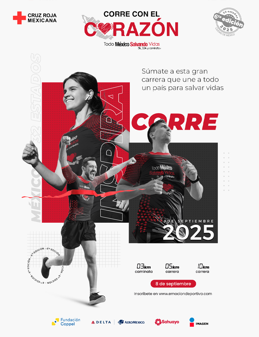 Sitio web responsivo para Cruz Roja Mexicana, mostrando un diseño UX/UI moderno en laptop, tablet y móvil, con interfaz en tonos rojos y blancos, secciones claras y visuales humanitarios que refuerzan la misión de ayuda.